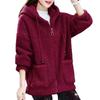 Winter Women Fleece Hoodie Windproof Thick Outerwear Cardigan Jacket with Drawstring Hood Full Sleeves Zipper Closure