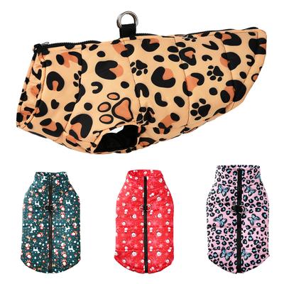 Podzim Zima Teplé Psí Oblečení Pro Malé Velké Pejsky Nepromokavé Větruodolné Leopard Vánoční Bunda Butterfly Pet Labrador Kostým
