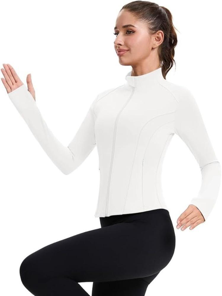 Autumn Slim-Fit Stand-Collar Yoga Jacket, Zip-Up Long-Sleeved Fitness Top