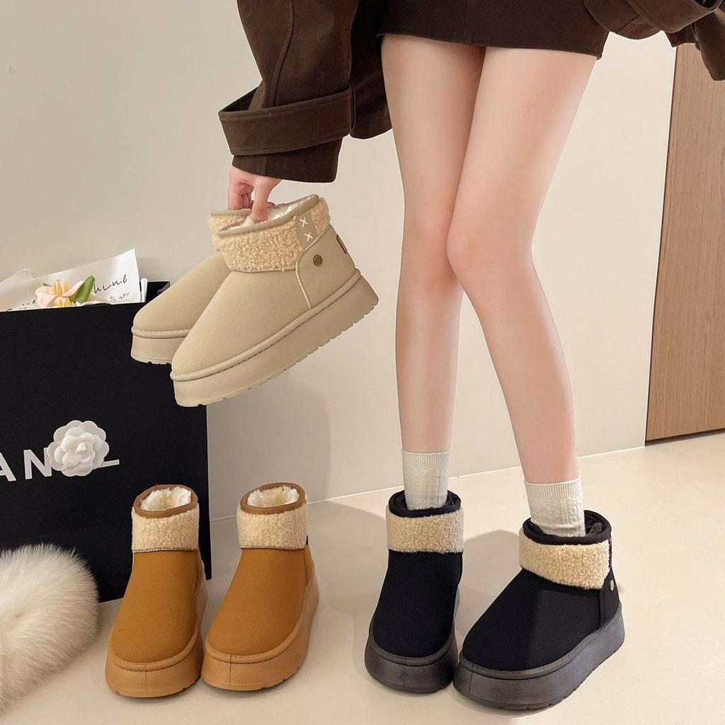Autumn and Winter New Thick-soled Snow Boots 2025 Winter Short Tube Snow Cotton Piled and Thickened To Keep Warm, Wearing Northeast Cotton Shoes