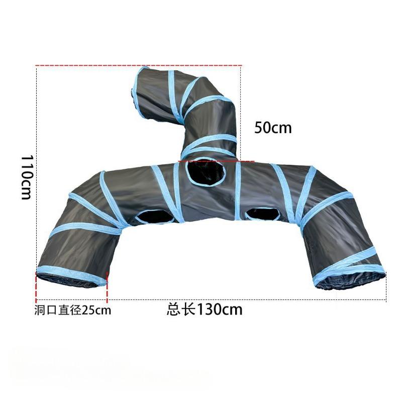 Blue Black Cat Tunnel Toy Foldable Play Tube Fun Pop-Up Hideaway Interactive Chase Game Durable Pet Playhouse for Indoor Kittens