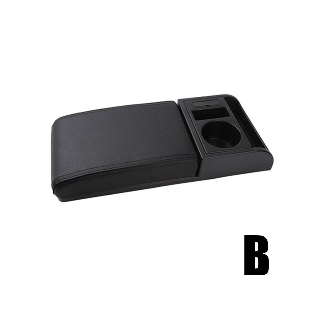 1Pc Universal Car Armrest with Cup Holder Pu Leather Storage Box Soft Elbow Support Cushion Multifunctional Movable Armrest