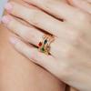 Anneau - LUXENTER - Rieu - Or jaune 18 carats - Zirconie multicolore - Largeur 17 mm