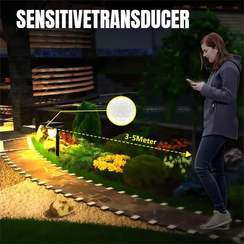 LED Solar Porch Lights Human Body Induction Outdoor Waterproof Landscape Spot Lights 3 Modes Pathway Light  For Garden Lighting