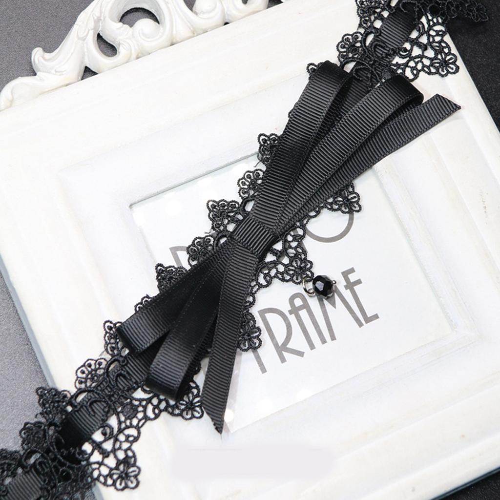 Schöne Schwarze Spitze Schleife Knoten Kragen Halskette Elegant Vintage Weiches Choker Band Halsketten Damen Schmuck Cosplay Geschenk