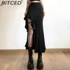 BITCED Summer Women's Solid-Color Slim-Fit Streetwear High-Waisted Bodycon Split Skirt