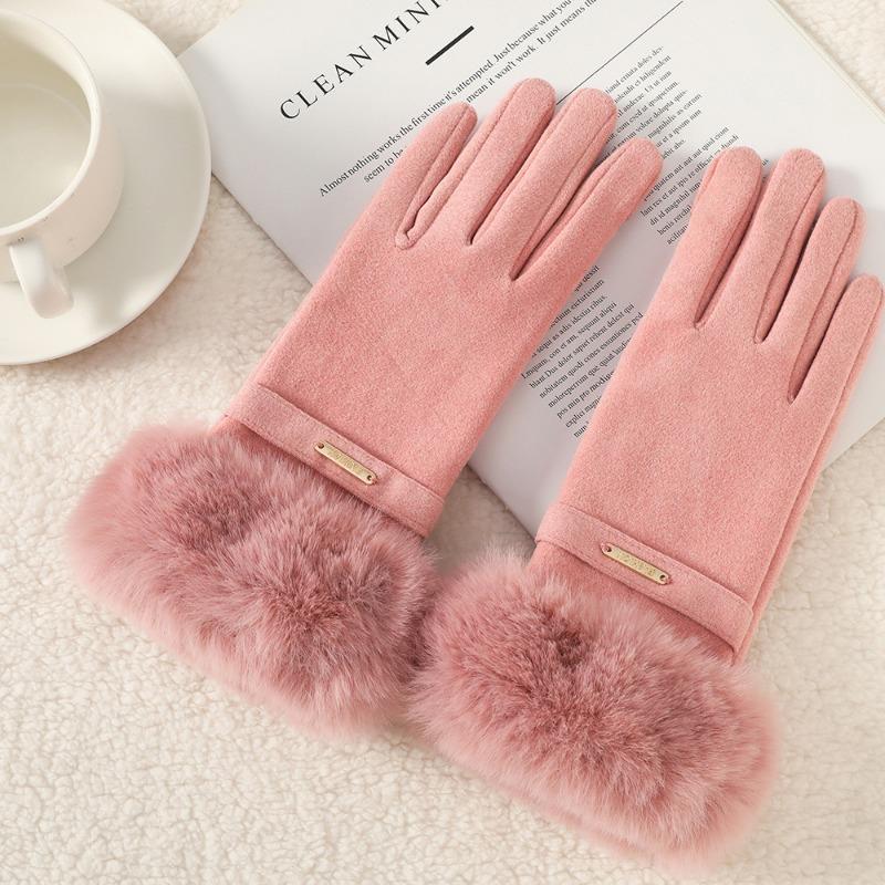Warm gloves women's winter thickened fresh sheep's nun riding wool mouth cold outdoor windproof heat storage gloves