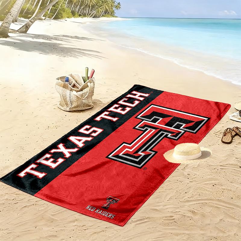 Texas Tech Red Raiders Print Beach Towel, Large Soft Quick Dry Towel for Beach Camping Swimming