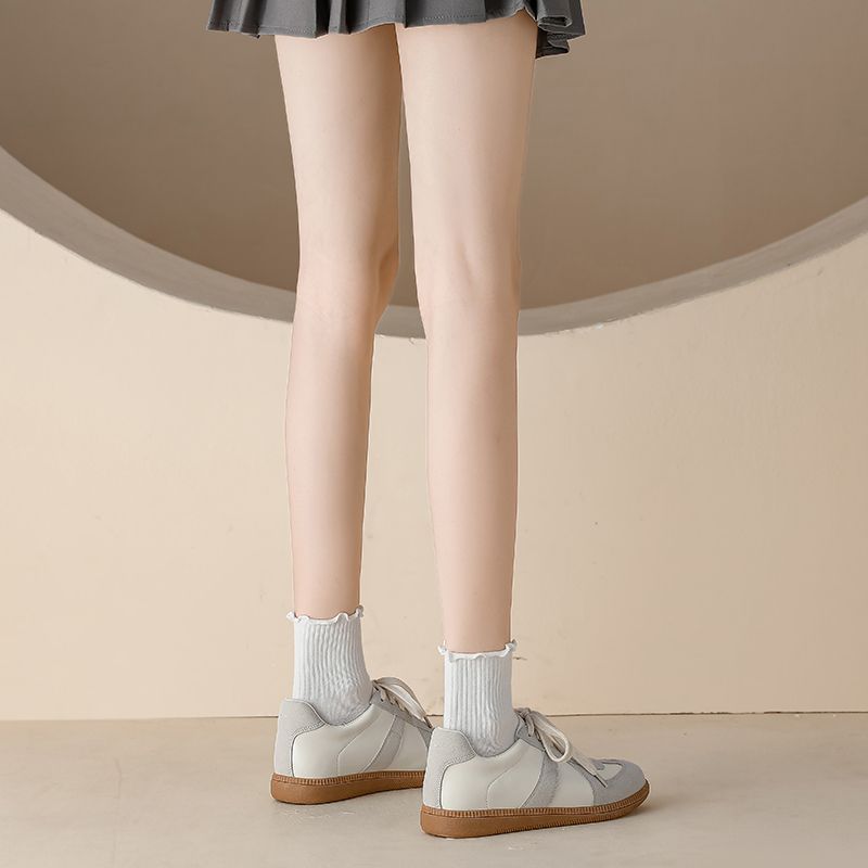 Inner height increase women's versatile casual lace-up white shoes thick-soled small college style small size board shoes women