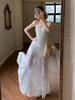 Seaside Resort Mint Green Spaghetti Strap Dress - Women's 2026 Summer Waist-Cinching Long Gown