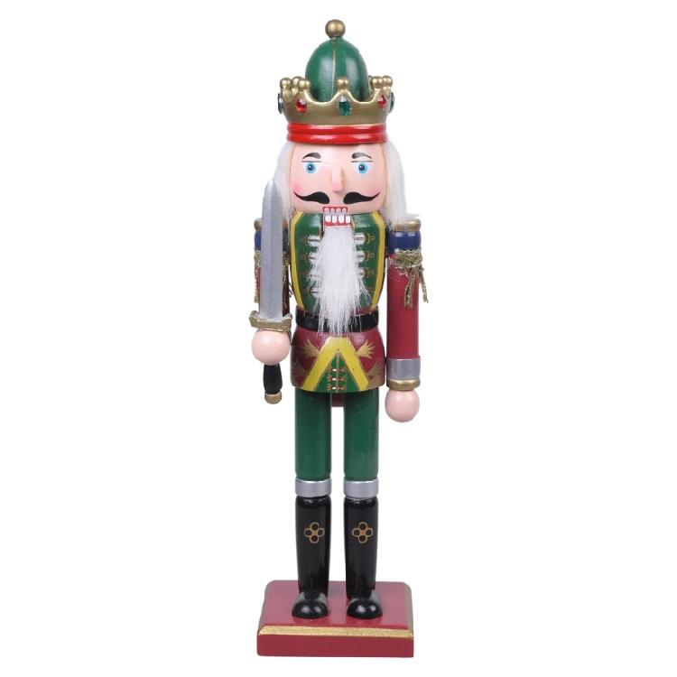 Colorful Wooden Nutcracker Soldier King Figurine Christmas Decor for Shelves
