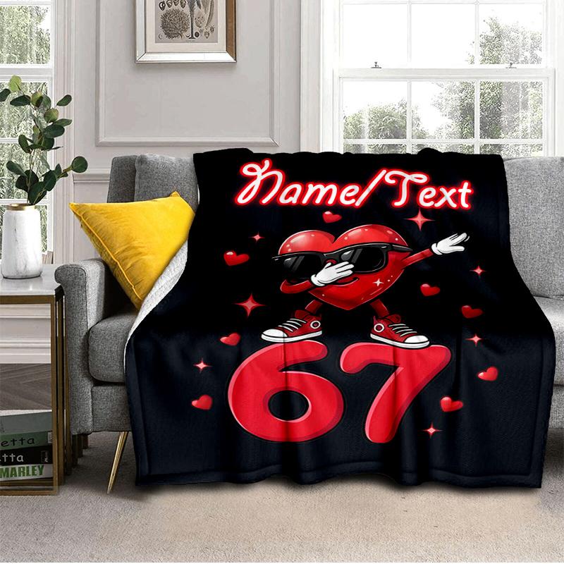 1PC Custom Name "Love Celebration: 67th Birthday" Flannel Blanket Versatile,all-season Throw Suitable for the Living Room,bedroom,camping,travel,and G