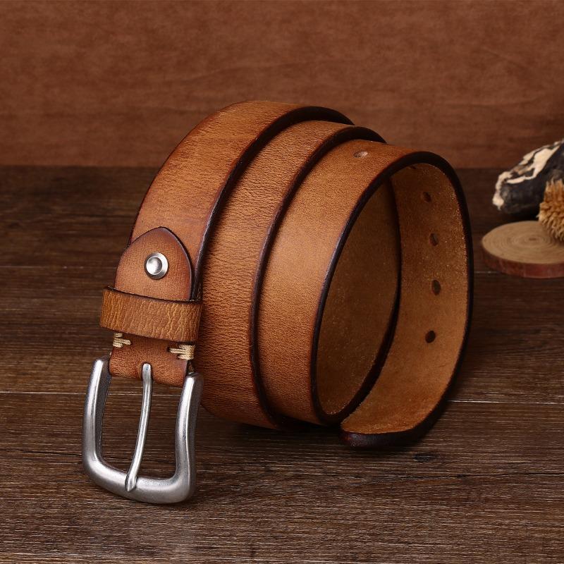 New Retro Washed Extra Thick First Layer Cowhide Belt Men's Casual Belt Men's