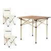 Quyoubang Portable Wood Grain Folding Camping Table Set