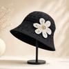 3D Flower Embroidered Fisherman Hat Foldable Straw Hat Fashion Bucket Hat  Outdoor
