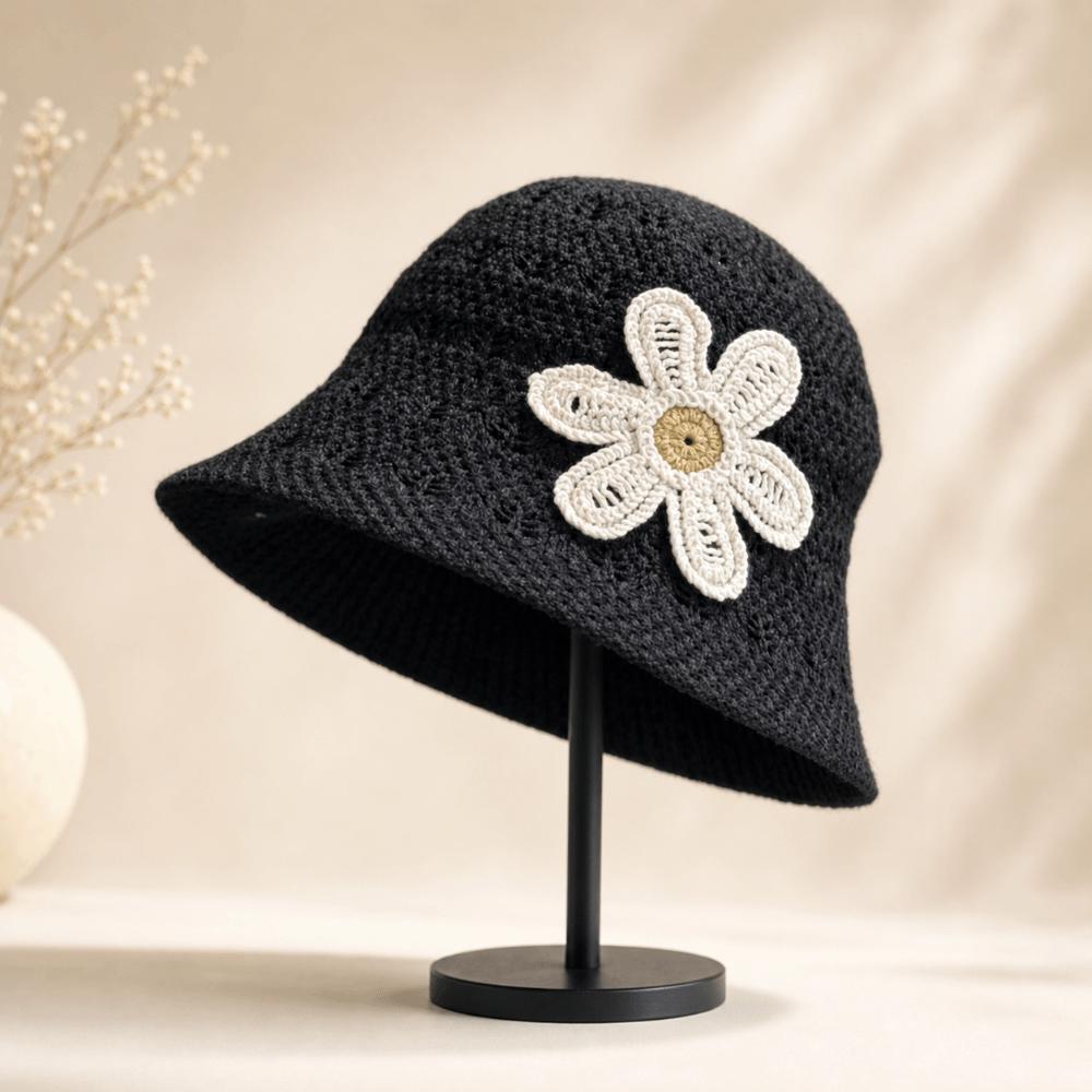 3D Flower Embroidered Fisherman Hat Foldable Straw Hat Fashion Bucket Hat  Outdoor