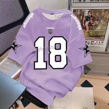 Men's digital print short-sleeved jersey sweatshirt football t-shirt retro casual top men's loose clothing