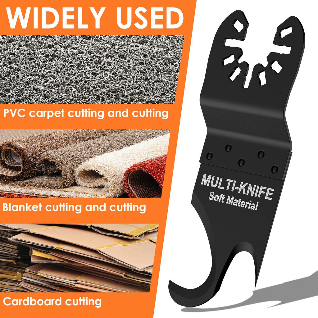 3/4 Pcs Oscillating Multi Tools Hook Knife Blade Multi-functional Saw Blades Oscillating Saw Blade for Soft Materials PVC Carpet