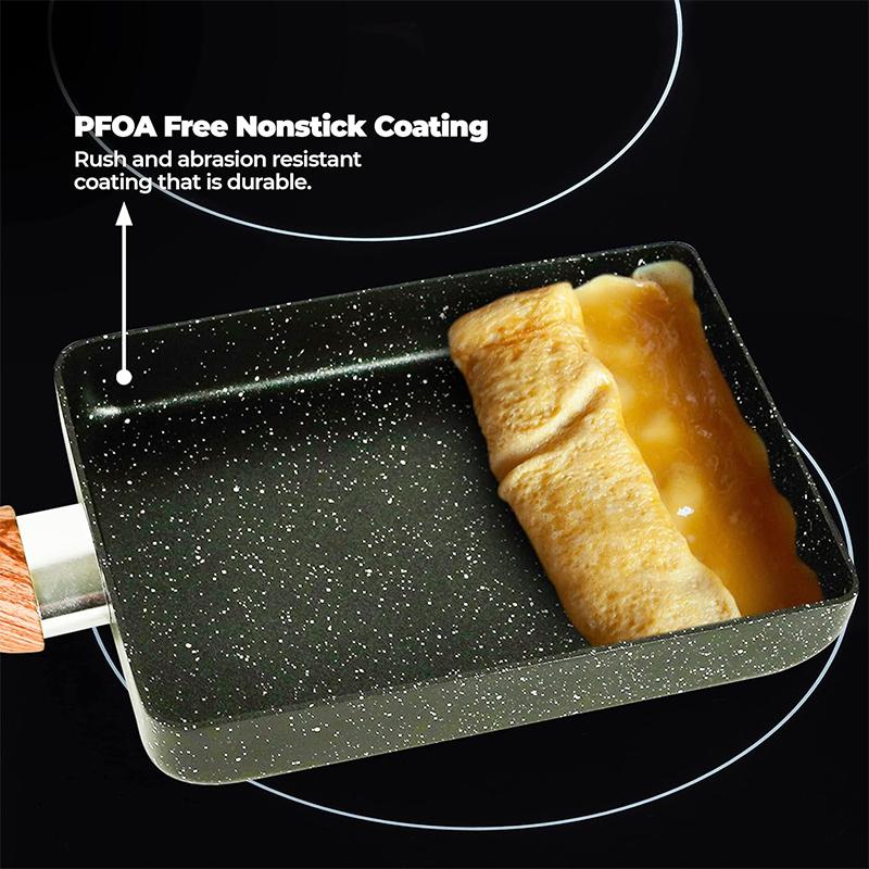 Japanese Omelette Pan Nonstick Tamagoyaki Pan Omelette Frying Pan with Wooden Handle Breakfast Pancake Egg Pan Kitchen JT