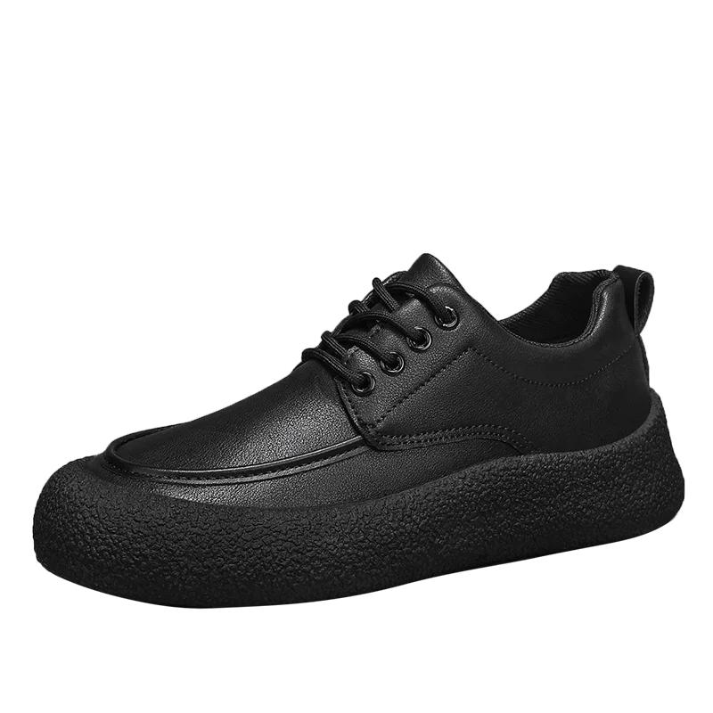 

Модные модные мужские кожаные повседневные туфли дышащие удобные универсальные белые туфли для отдыха на открытом воздухе нескользящие устойчивые к пятнам мужские спортивные туфли 44 чёрный