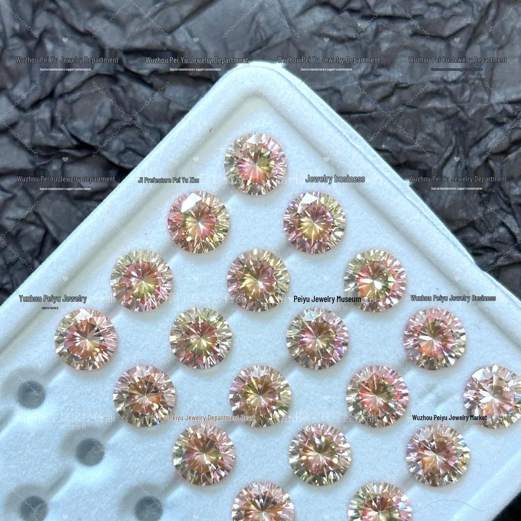 6/8mm Round Gradient Zircon Earrings: Sparkly DIY Nail Art Jewelry with Eight Hearts & Arrows Design