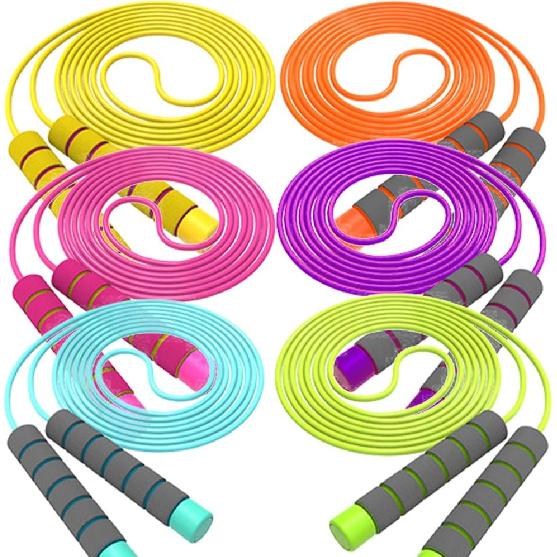 Adjustable Jump Ropes for Kids - Colorful Skipping Ropes with Soft Foam Handles - Ideal for Outdoor & Indoor Play, Fun Games Activity, Fitness,