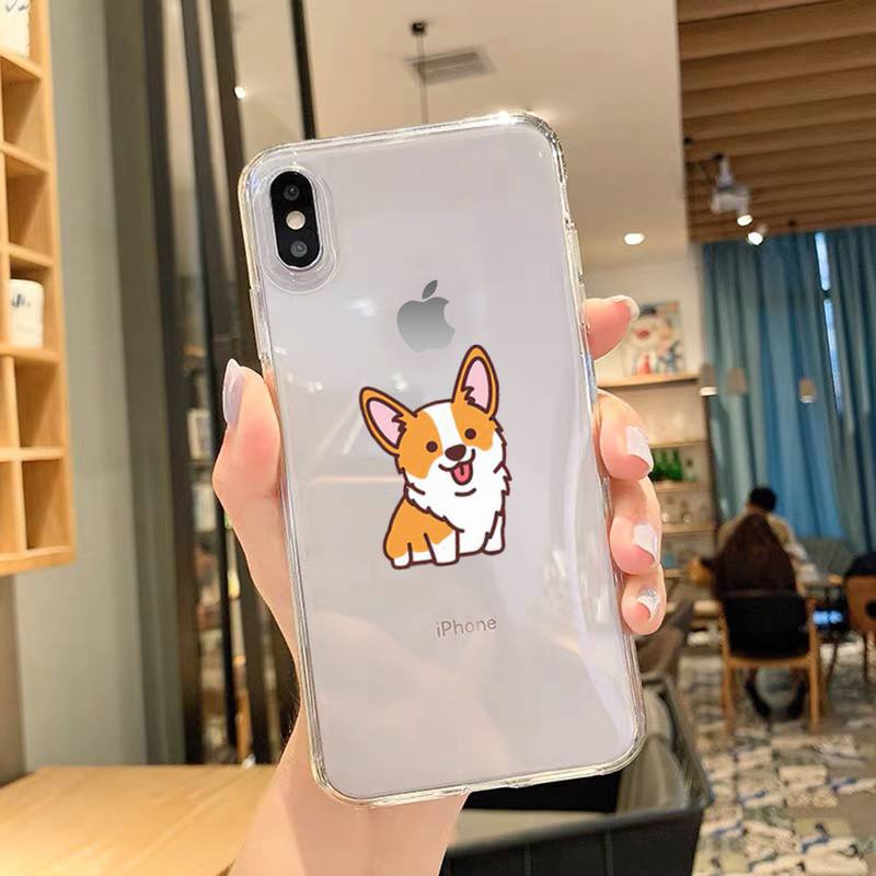 Coque de téléphone à dessin animé mignon Corgi Dog pour iPhone 11 12 Mini 13 14 15 Pro XS Max X Plus SE XR coque transparente