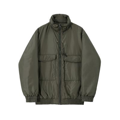 Workwear Style Stand Collar Cotton Coat for Men, New Winter Korean Version Trendy Thickened Warm Coat, Jacket and Cotton Coat