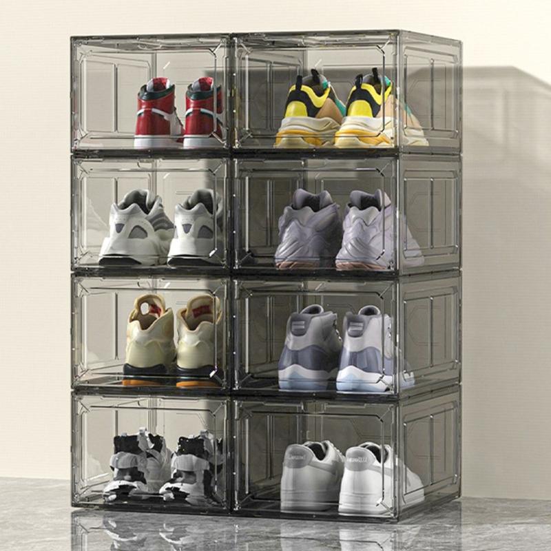 Portable Shoe Storage Containers Practical Clear Shoe Storage Boxes Stackable Design Case for Entryway or Closet