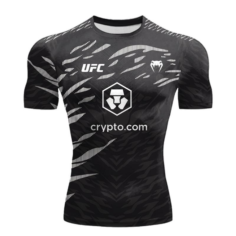 

UFC Casual Streetwear Men T-Shirts 2025 New Fashion Line Striped Colorful 3D Print Short Sleeve Tops Male Sports MMA Fitness Tee 6XL