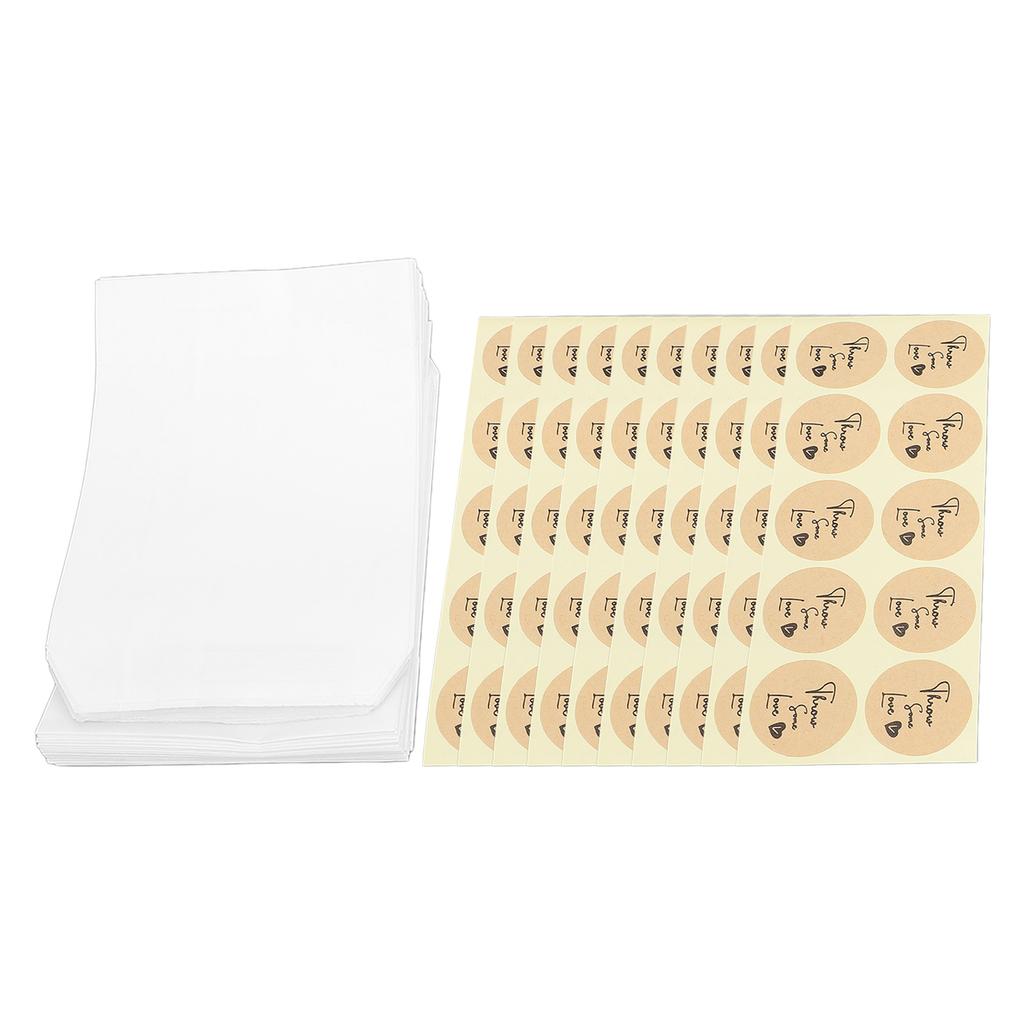 100 buc Pungi plate de hârtie cu 100 buc Autocolante Autoadezive Hârtie Albă Translucidă Pungi pentru Gustări pentru
