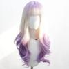 Synthetic white purple dyed wool curly wig languid lazy temperament long curly hair wigs for women daily cosplay party gifts