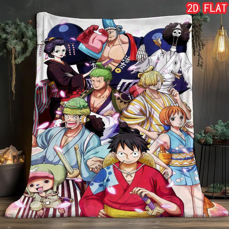 One Piece Gift Flannel Blanket Soft Printed Warm Cozy Blanket for Anime Fans Family and Friends THW