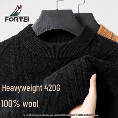 Men's Heavyweight 100% Wool Round Neck Sweater