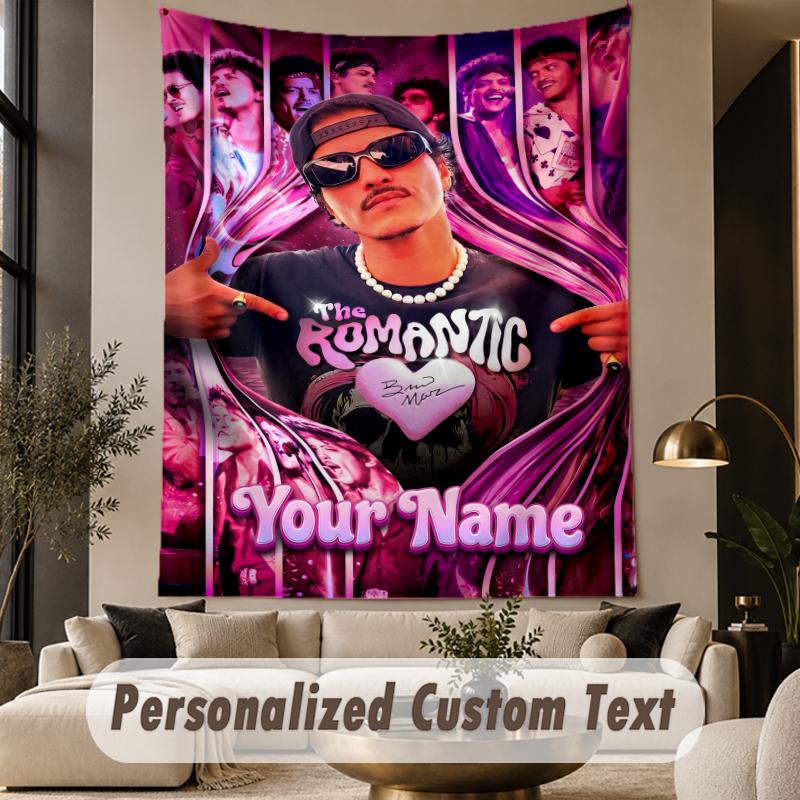 Custom Text Printed Tapestry Bruno Mars Pattern Large Wall Hanging Indoor Room Decor