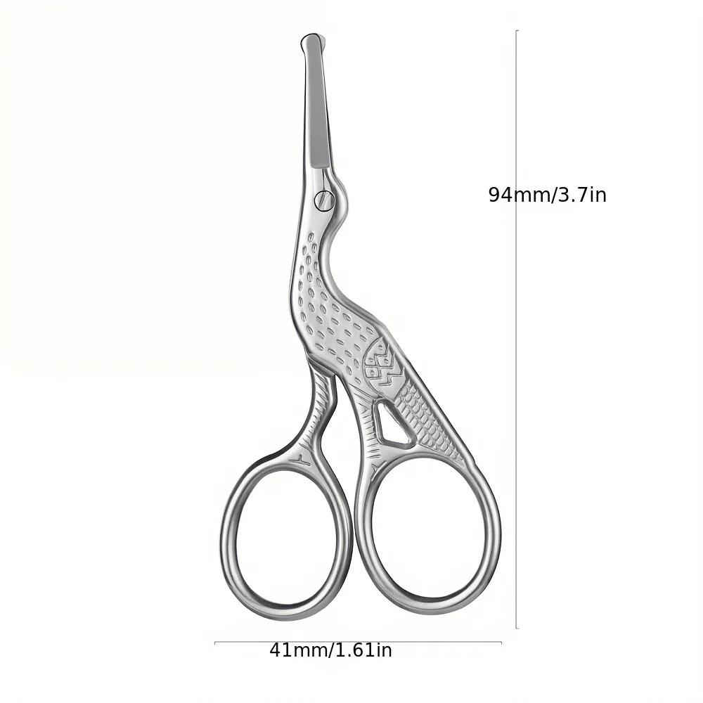 1pcs Stainless Steel Hair Scissors Enhanced Safety Round Tip Stork Scissors for Precise Eyebrow, Nose, Beard Grooming Tool
