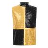 Boys Metallic Jazz Dance Costume Mock Neck Sleeveless Back Zipper Shiny Sequins Color Block Top Cargo Pants