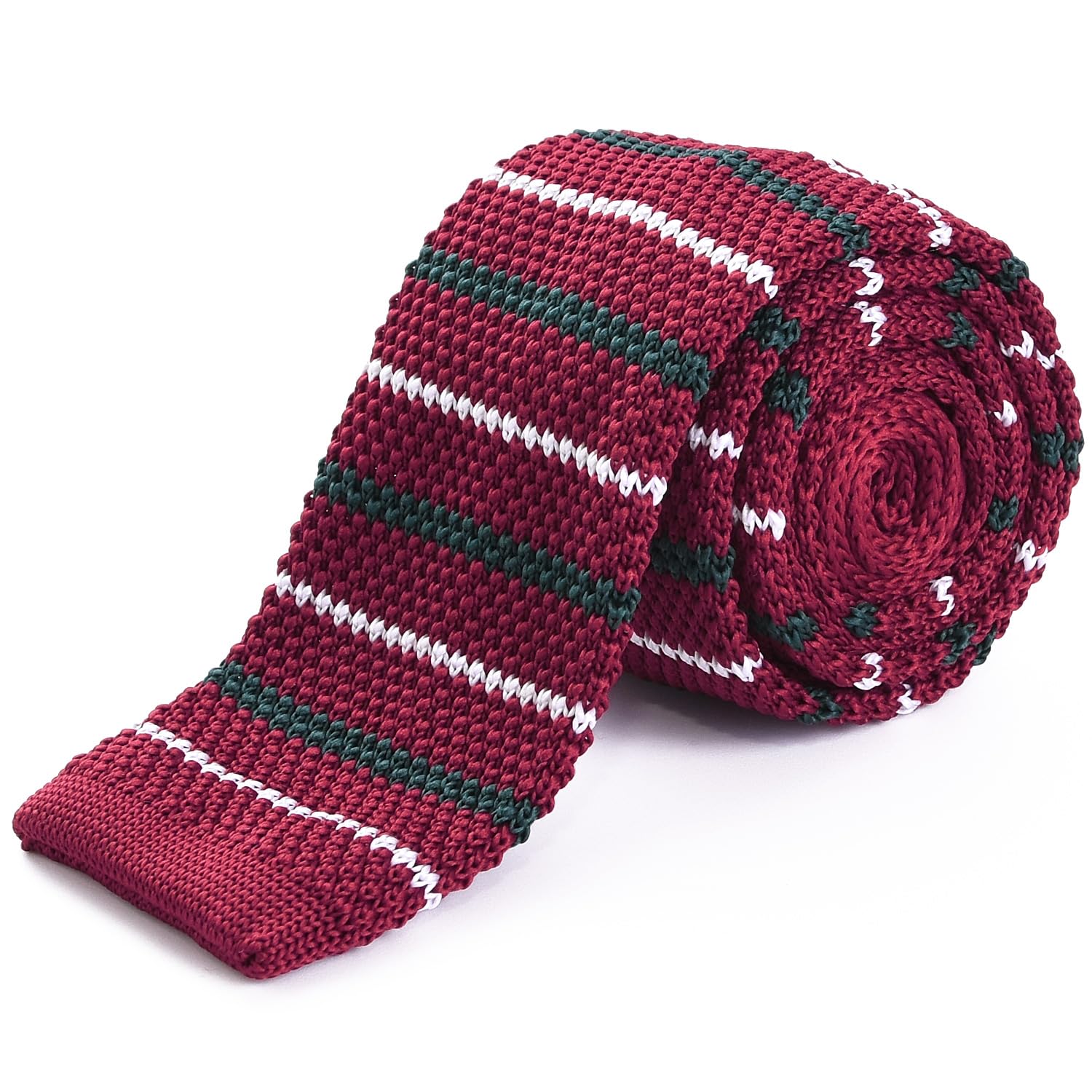 [RACHEL] Rachel Knit Tie, Narrow Tie, Slim Tie, Washable, 6cm Wide, Square End, Piqué Knit, Multi-Stripe (Pattern C)