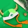 Patrick's Day Skull Caps Baenie Green Shamrocks Baenie Hat with Braid Funny Novelty Baenie Hat for Irish Party Decors