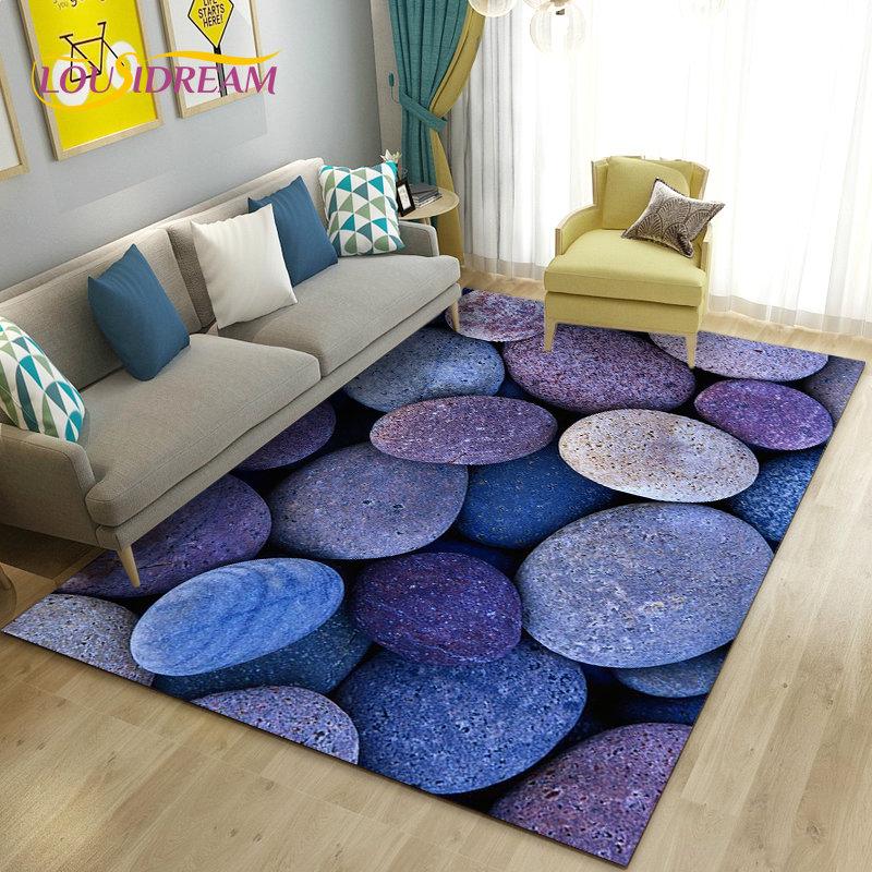 3D Colorful Cobblestone Stone Area Rug,Carpet Rug for Living Room Bedroom Sofa Doormat Kitchen Decoration,Kid Non-slip Floor Mat