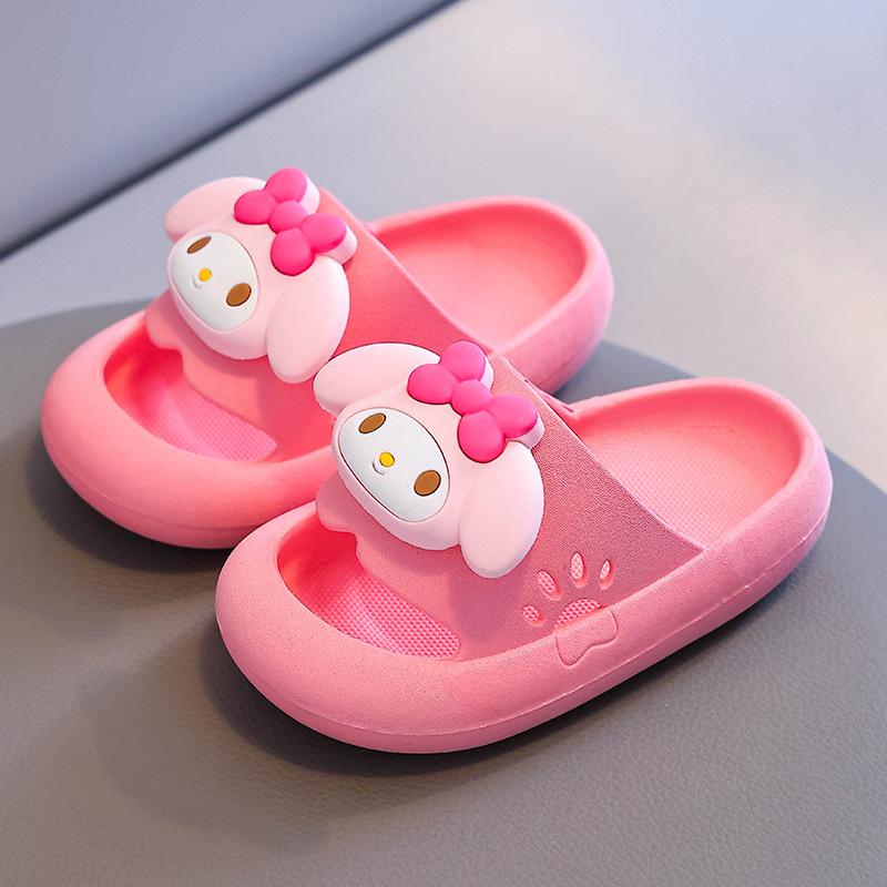 Summer Cute Kuromi Girls Kids Slippers Hello Kitty Sanrios Anime Parent-Child Kawaii Cinnamoroll Home Cartoon Non-Slip Shoes