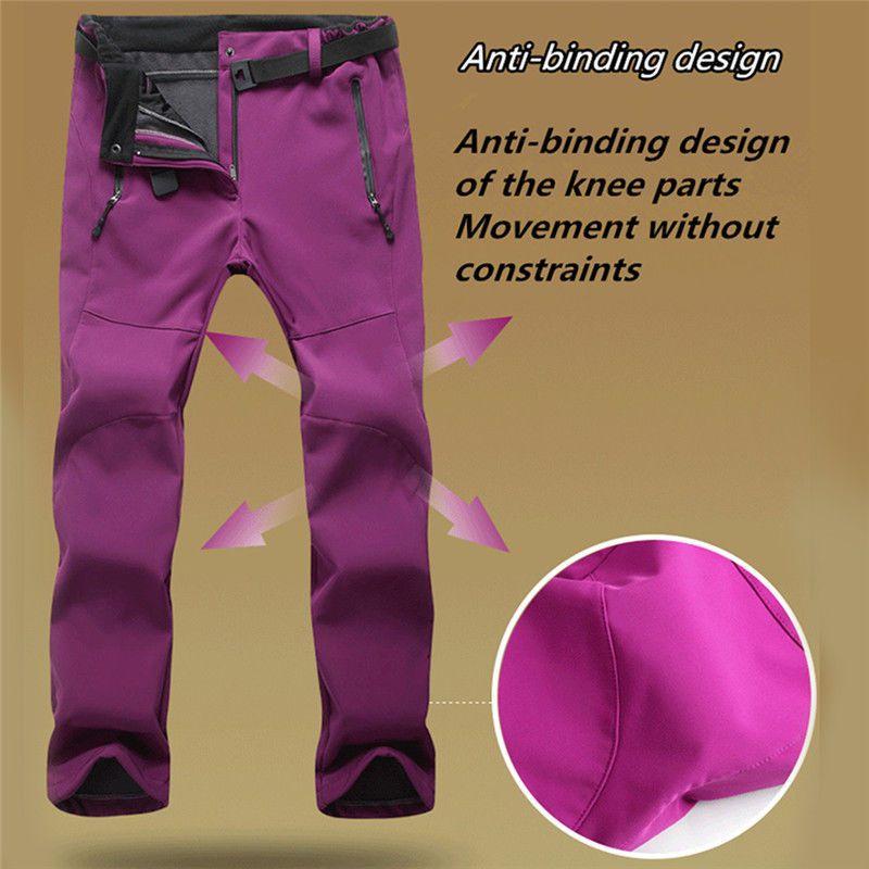 Ski Outdoor Hiking Pants Women Warm Fleece Padded Windproof Waterproof Trousers