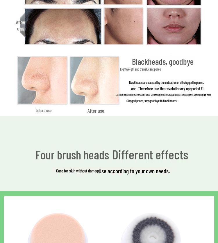 4-in-1 Electric Waterproof Facial Cleansing Brush for Deep Cleaning & Blackhead Removal
