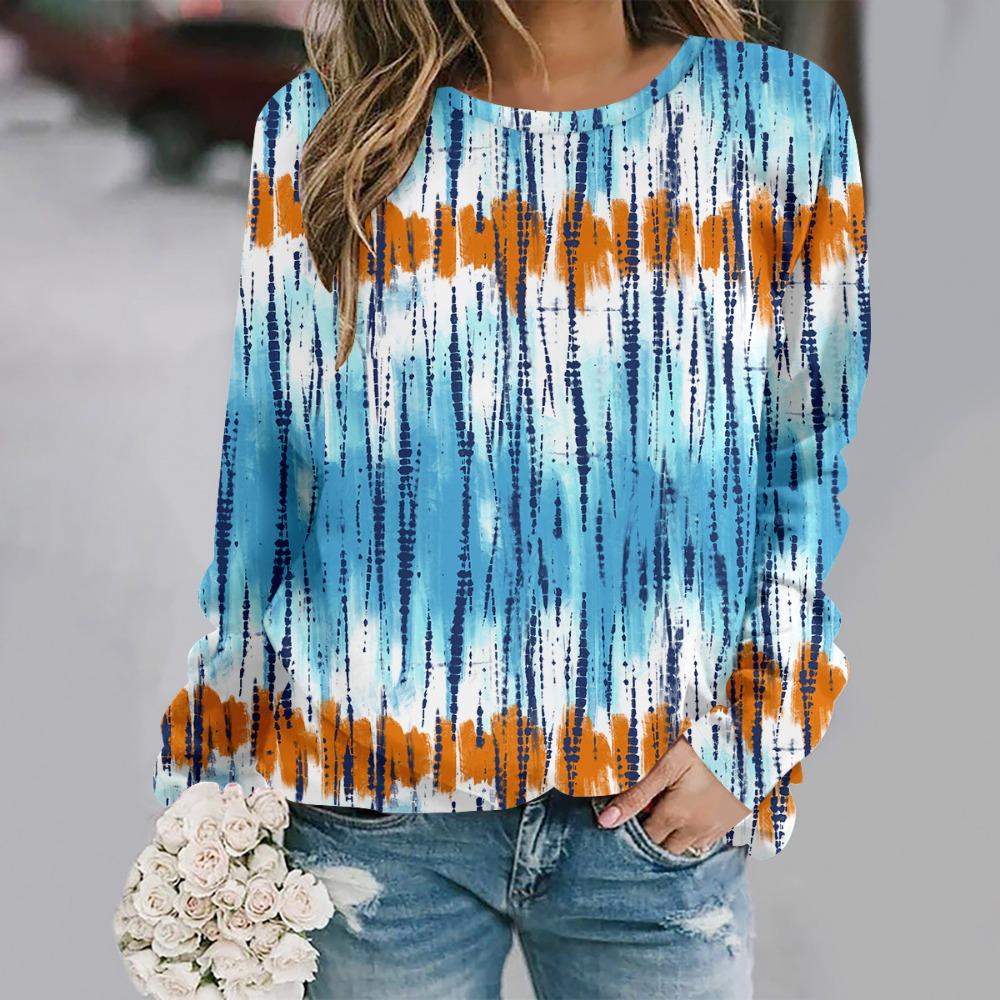 2025  Autumn and winter new fashion round neck long sleeve printed elegant casual loose hoodie