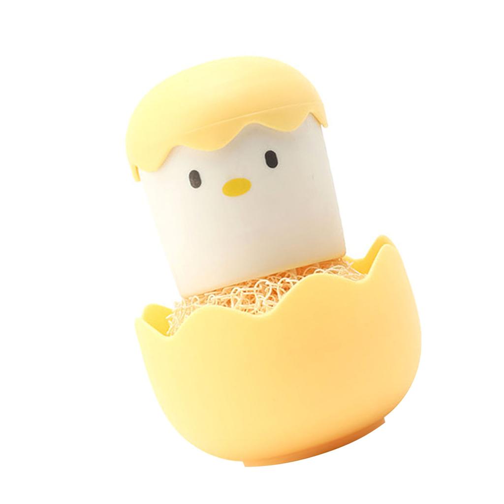 Eierschalen Hühner Reinigungsbürste Cartoon Küchenreinigungsschwämme Faserkugelkopf mit abnehmbarem Griff für Schüsseln