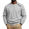 Men's Heavyweight Fleece Crew Neck Sweatshirt Diagonal Zip Pullover.