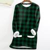 Women's Fashion Plaid Print Round Neck Long Sleeve Plush Winter Warm Pullover Top
