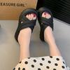2025 summer new French heightening slippers women's fashion outer wear one word non-slip beach vacation non-slip cool slippers