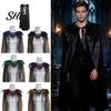Donker Esthetisch Kostuum Gotische Veerencape voor Mannen Vrouwen, Halloween Tule Cape met Podiumoptreden Kraag Sjaal Schouderomslag Heks Cosplay