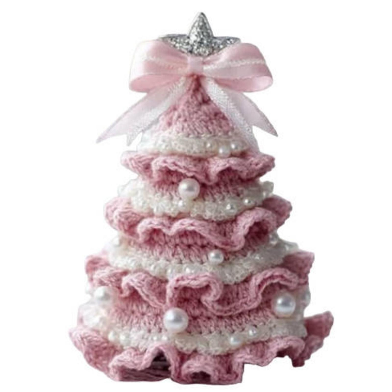 

Рождественский набор для начинающих с крючками для вязания крючком, спицами, рождественскими поделками, елочками, бантом, жемчужным украшением, набор для поделок для начинающих розовый